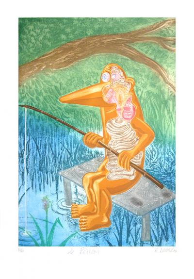 Hervé DI ROSA - Le pêcheur, 2007 - Eau-forte signée au crayon 2