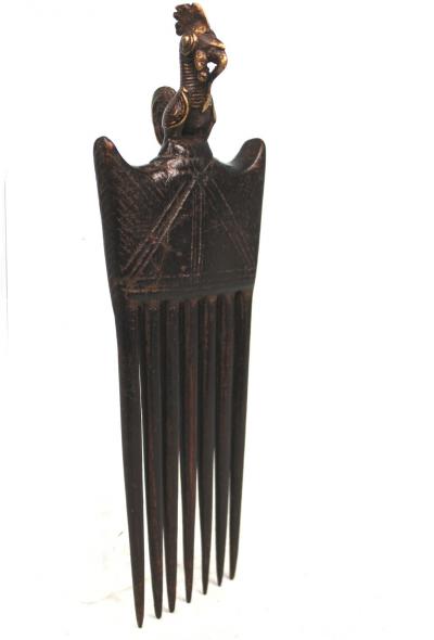 Côte d'Ivoire, Baoulé, Peigne en bois et bronze 2