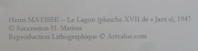 Henri MATISSE (d’après) : Le Lagon I, Lithographie 2