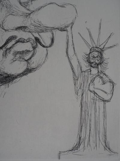 TIM : Dali en Richard Nixon - Gravure originale signée 2