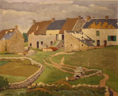 André MORISSET - Cour de ferme - Huile sur toile signée 2