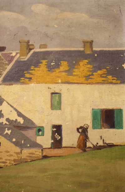 André MORISSET - Cour de ferme - Huile sur toile signée 2