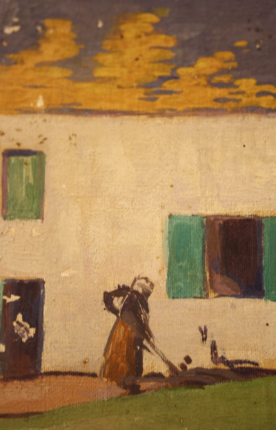 André MORISSET - Cour de ferme - Huile sur toile signée 2