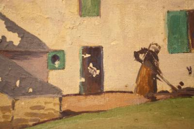 André MORISSET - Cour de ferme - Huile sur toile signée 2