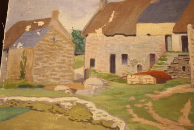 André MORISSET - Cour de ferme - Huile sur toile signée 2