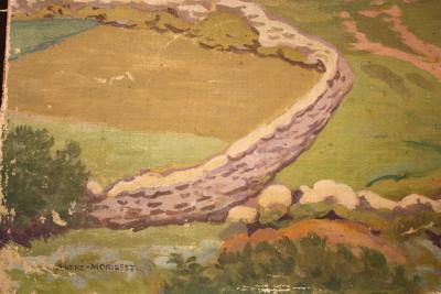 André MORISSET - Cour de ferme - Huile sur toile signée 2