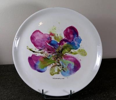 ASSIETTE CÉRAMIQUE MOUSTIERS DÉCOR ORCHIDÉE ZAO WOU KI PARFAIT ÉTAT 1986 2