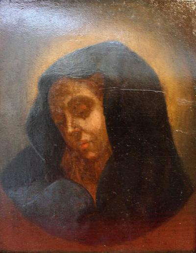 Ecole du 19e siècle - Madone-  huile sur bois 2