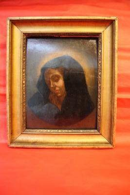 Ecole du 19e siècle - Madone-  huile sur bois 2