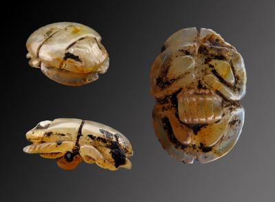 Ancient Egyptian calcite scarab amulet 2