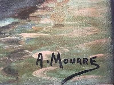 Anne MOURRE - Barques dans la baie d’Alger - Huile sur toile signée 2