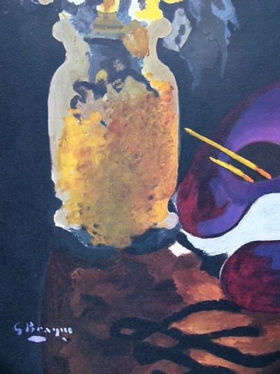 Georges BRAQUE ( after ) - Vase de fleurs jaunes, 1955 - Lithograph signed 2