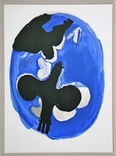 Georges BRAQUE - Two birds on blue background, 1955 - Original lithograph 2