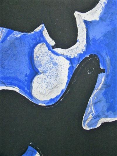 Georges BRAQUE - Two birds on blue background, 1955 - Original lithograph 2