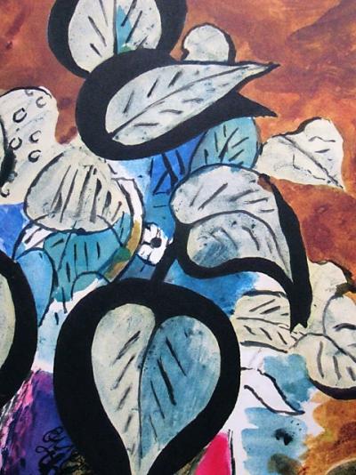 Georges BRAQUE (after) - Colorful leaves, 1955 - Lithograph in colours 2