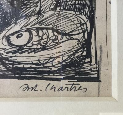 Antoine CHARTRES : Les pêcheurs , vers 1925 , Encre signée 2
