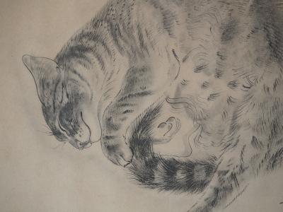 Léonard FOUJITA : Chat endormi - Gravure originale Signée, 1930 2