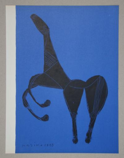 MARINO MARINI - Cheval sur fond bleu, 1953, Lithographie originale 2