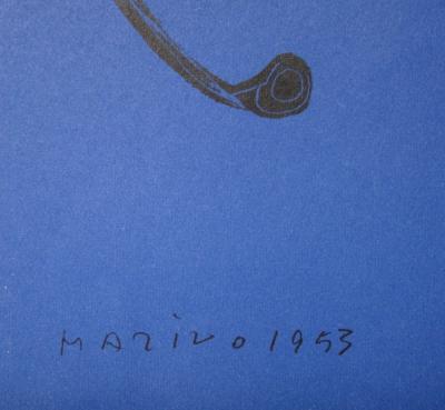MARINO MARINI - Cheval sur fond bleu, 1953, Lithographie originale 2