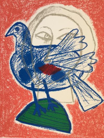 CORNEILLE: Femme et oiseau, vers 1990, Lithographie signée au crayon 2