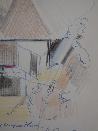 Camille HILAIRE : Piano et contrebasse - Dessin original signé 2