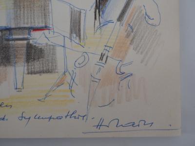 Camille HILAIRE : Piano et contrebasse - Dessin original signé 2