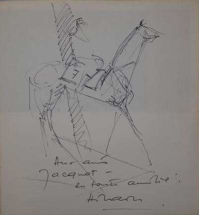 Camille HILAIRE : Cavalier - Dessin original signé 2