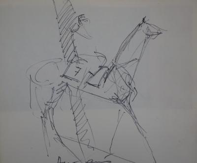 Camille HILAIRE : Cavalier - Dessin original signé 2