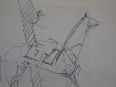 Camille HILAIRE : Cavalier - Dessin original signé 2