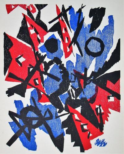 Ernst Wilhelm NAY - Composition, 1953 - Bois gravé original 2