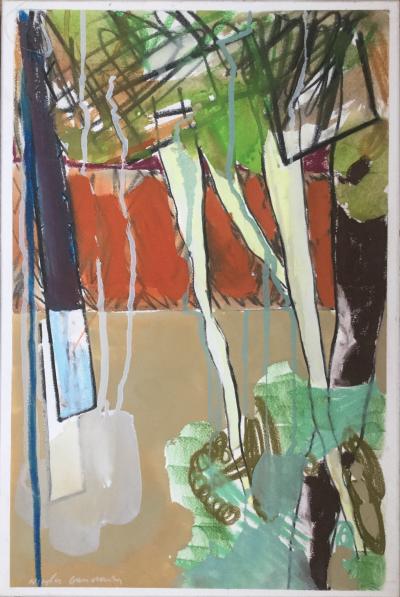 Nicolas GASIOROWSKI -  Paysage aux arbres inventés - Technique mixte signée 2