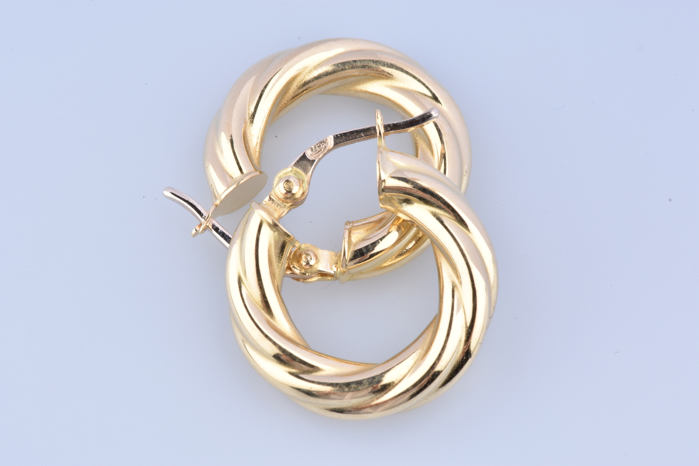 Boucles D'oreilles Créoles Torsadées 7 Cm - Plaqué Or 750/000 - Bijouxia - Grandes Et Brillantes