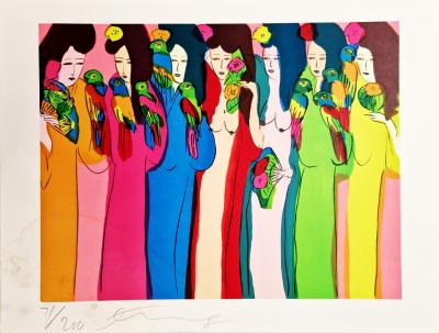 Walasse TING - Geishas aux Perroquets, 1972 - Lithographie signée au crayon 2