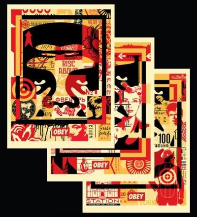 Obey Giant says, Shepard Fairey (1970) - Original Obey triptych