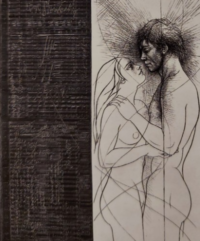 Pierre-Yves TREMOIS  - Couple - Gravure originale signée au crayon 2