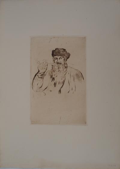 Edouard MANET : Homme à la pipe - Gravure originale, 1866 2