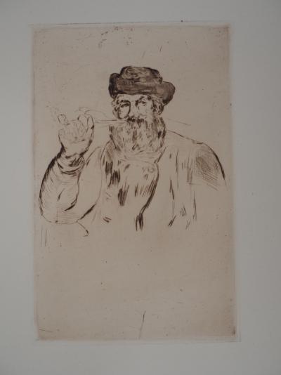 Edouard MANET : Homme à la pipe - Gravure originale, 1866 2