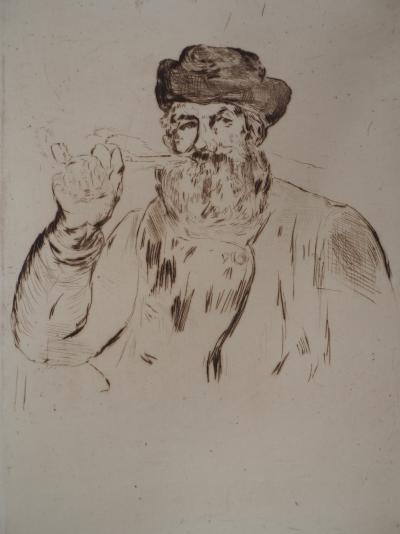 Edouard MANET : Homme à la pipe - Gravure originale, 1866 2