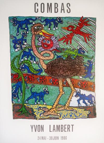 Combas - Affiche originale de l’exposition de Robert Combas présentée à la galerie Yvon Lambert en 1986 2