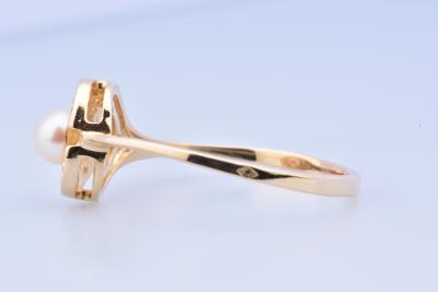 Bague Vintage En Or 18 Carats (750/1000) Avec Une Belle Perle De Culture Blanche - Taille 1,60