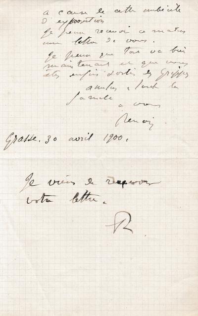 Auguste RENOIR Lettre autographe signée à son marchand Paul Durand-Ruel 2