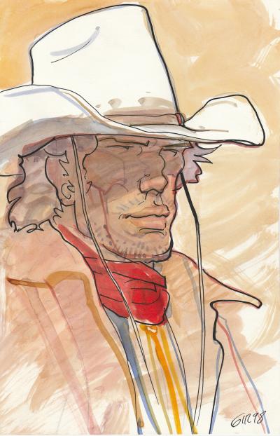 Jean GIRAUD Dessin lieutenant BLUEBERRY aquarelle signée 2