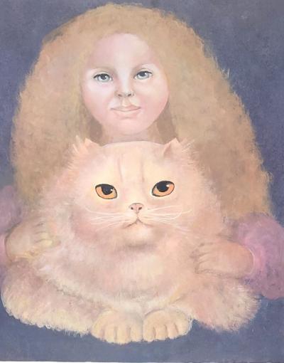 Léonor FINI - La petite fille au chat - Lithographie originale signée et numérotée 2