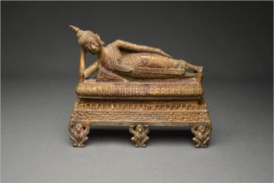 Thaïlande, XIXème siècle, Bouddha en bronze dans l’attitude du Parinirvana 2