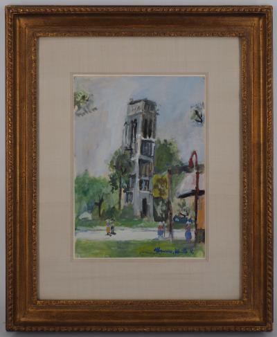 Maurice Utrillo : La Tour Saint Jacques - Gouache originale signée 2