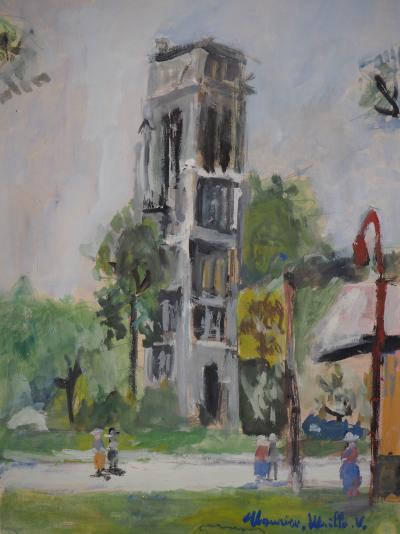 Maurice Utrillo : La Tour Saint Jacques - Gouache originale signée 2