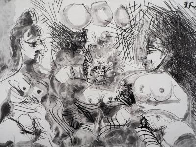 Pablo PICASSO : Hommage à Degas, Trois Nus - Gravure originale signée 2