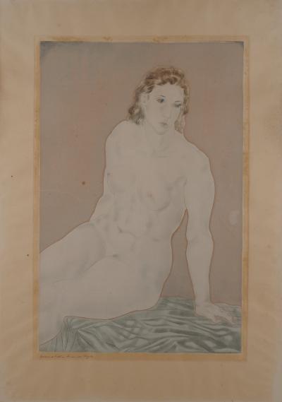 Léonard FOUJITA : Nu assis - Gravure originale, 1930 2