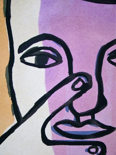 Fernand LEGER (d'après) - Tête de femme, 1949 - Pochoir en couleurs 2