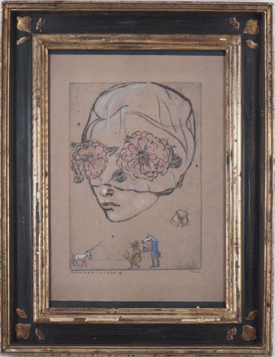 Mordecai MOREH : Femme fleur - Dessin original Signé 2